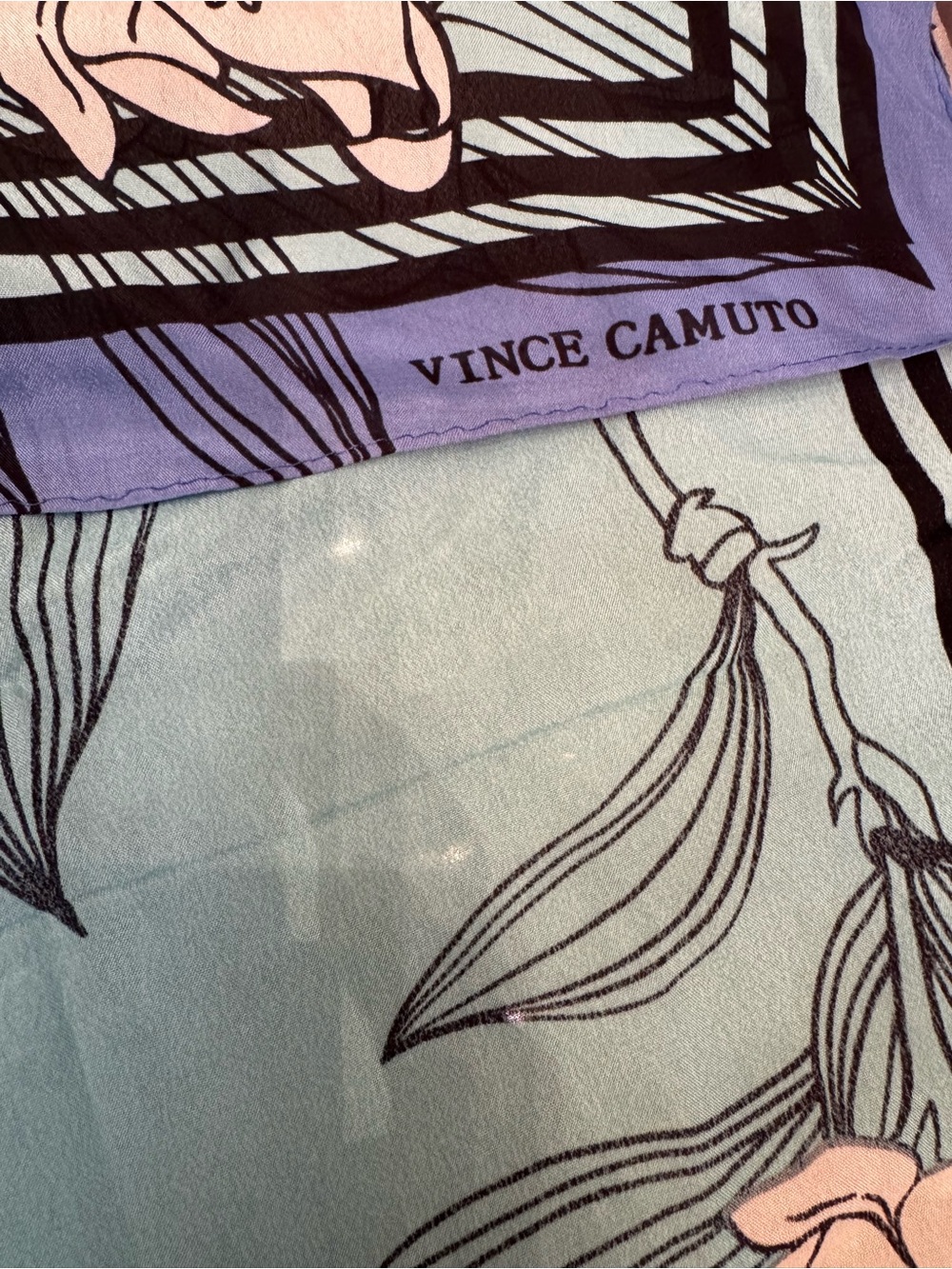 Vince Camuto Blue Floral Oblong Scarf NWT Lightweight Wrap